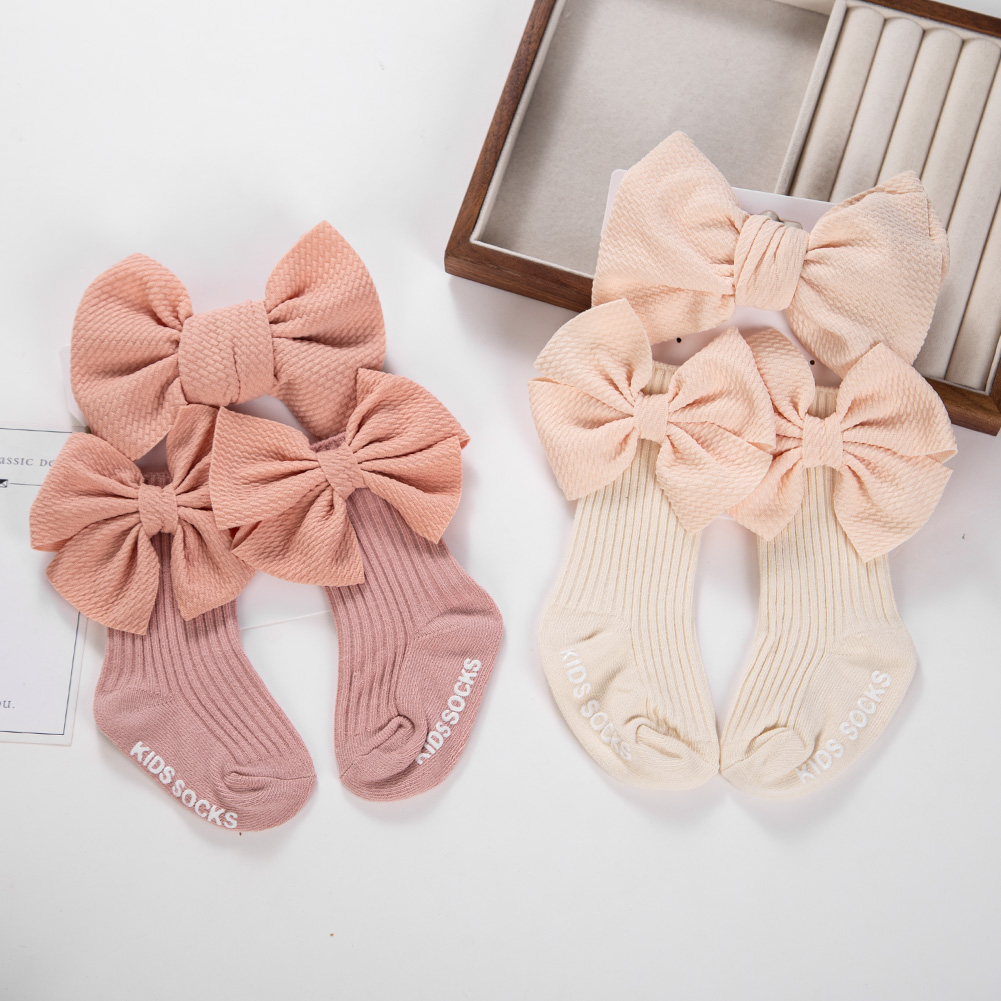 Unisex Baby Socks Non Slip - 2 pièces/ensemble gros nœuds de balle