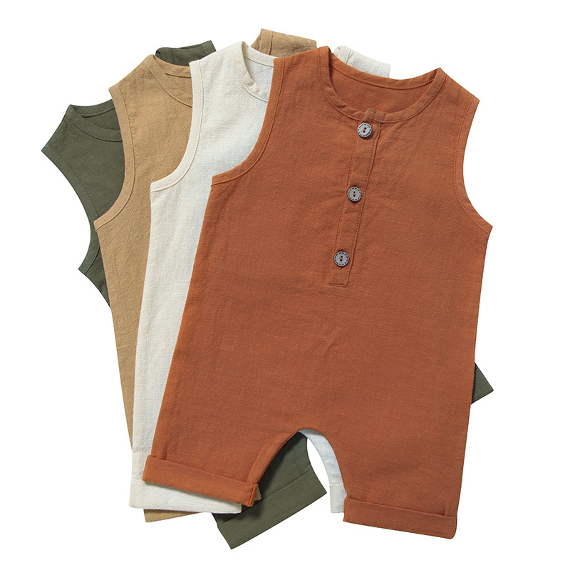 Baby Summer Linen Sleeveless Jumpsuit - Combinaisons d'été pour bébés garçons et