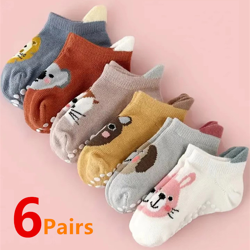 Unisex Baby Socks Non Slip - 6 paires/lot nouveau-né bébé chaussettes enfants