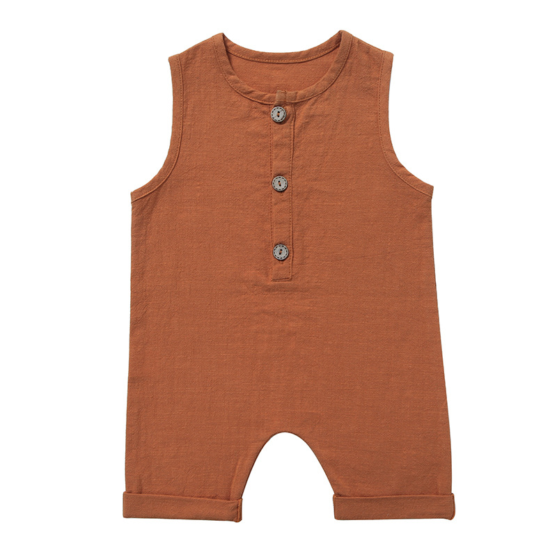 Combinaisons d'été pour bébés  - Baby Summer Linen Sleeveless Jumpsuit avis et prix