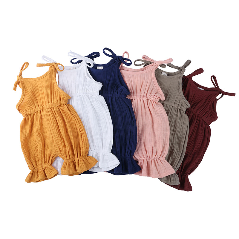 Tenues d'été pour bébés filles - Baby Summer Linen Sleeveless Jumpsuit avis et prix