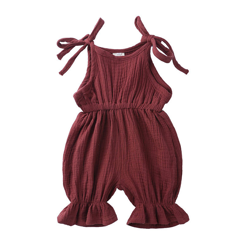 Tenues d'été pour bébés filles - Baby Summer Linen Sleeveless Jumpsuit avis et prix